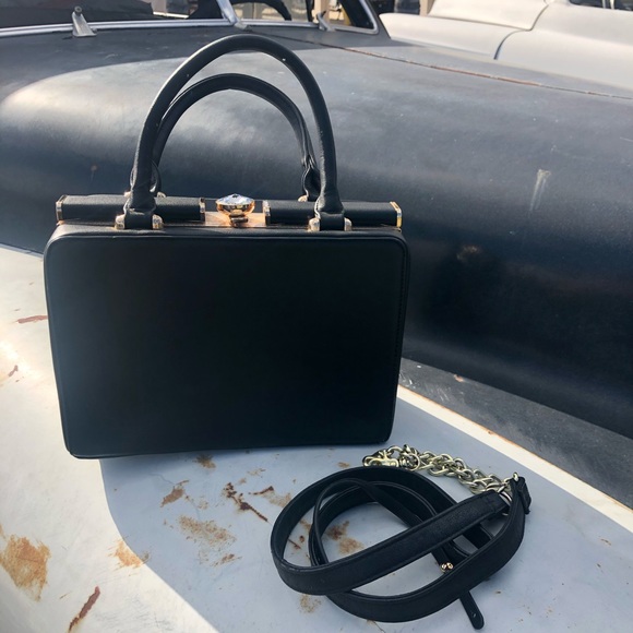 {???} Black Rhinestone Kiss Lock Frame Purse - Picture 4 of 5